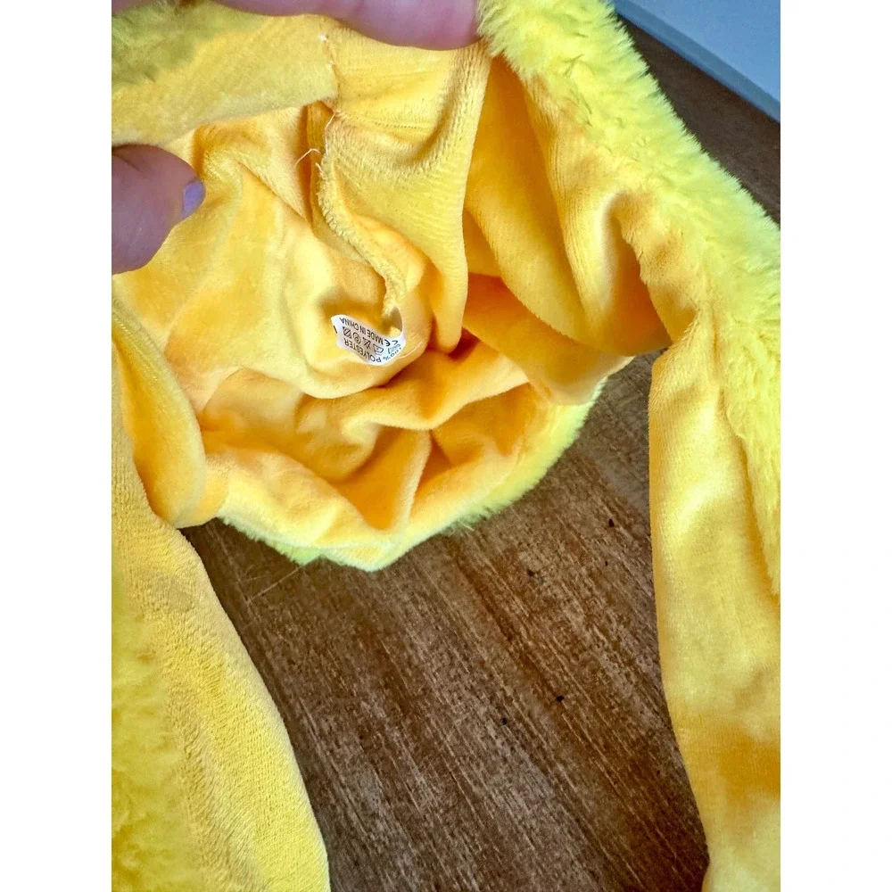 Pikachu Plush Hat Long Paw Mittens Yellow Fuzzy Pokemon Style Kids Accessory
